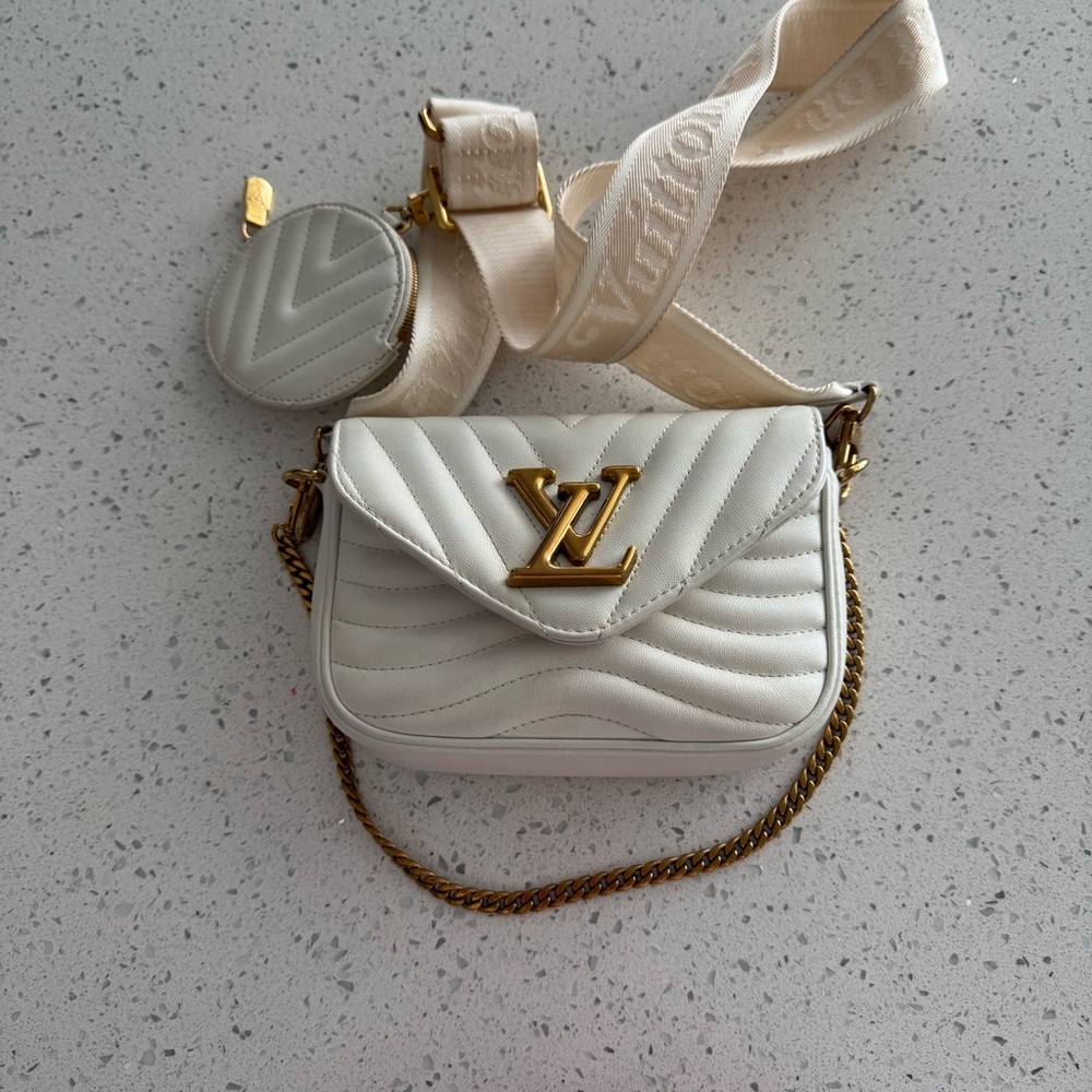 Louis Vuitton White Quilted Bag with Gold Accents